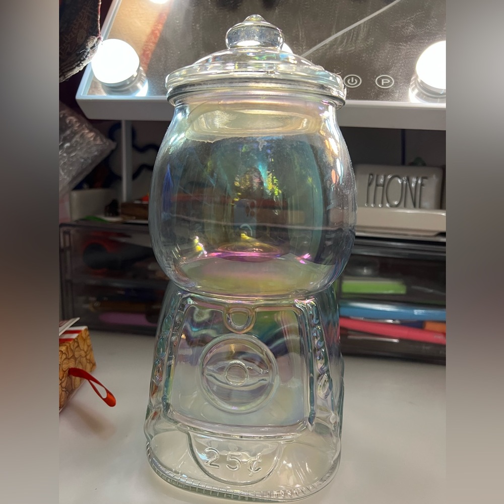 Iridescent Glass Gumball Canister
